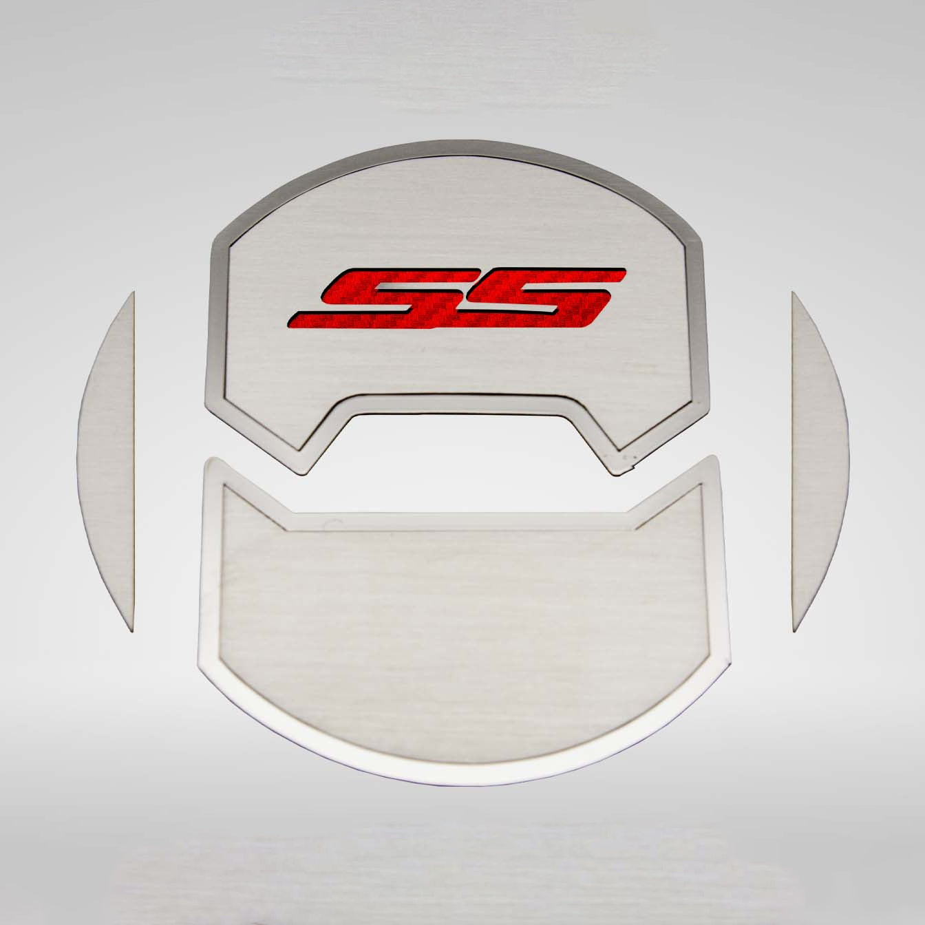 Light Gray 2010-2015 Camaro SS - Round A/C Vent Duct Covers Deluxe 'SS' 8Pc - Brushed Stainless, Choose Inlay Color