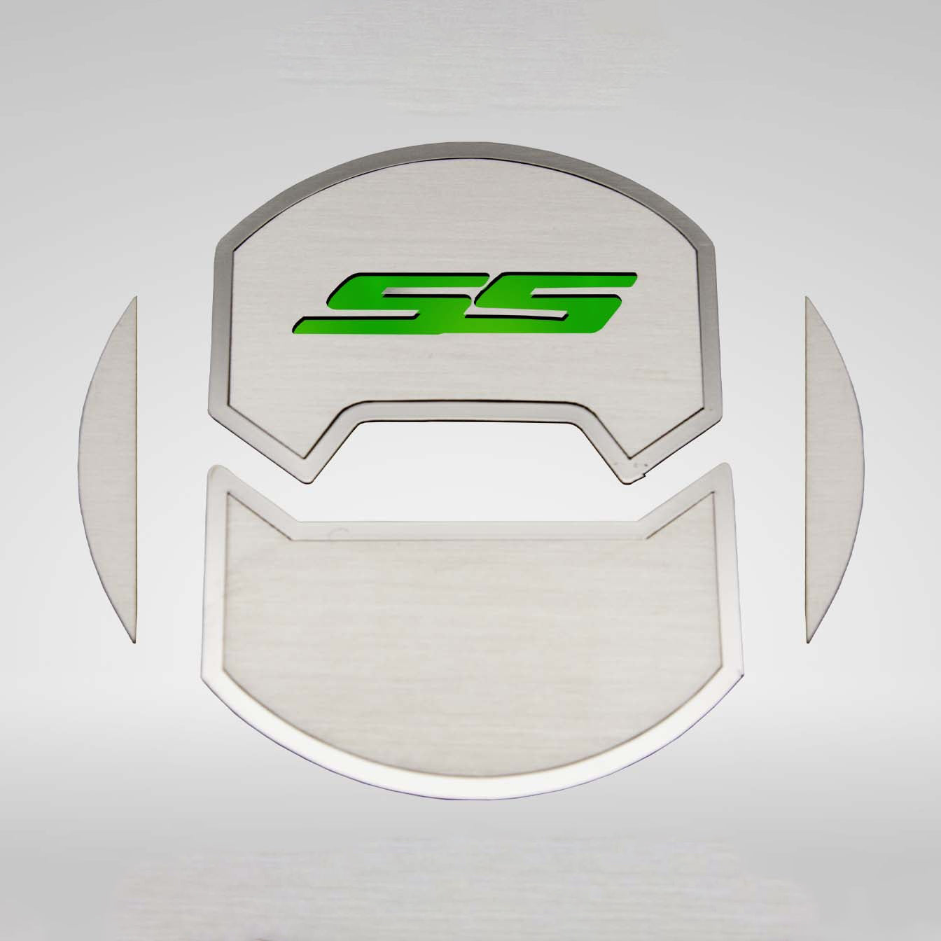 Light Gray 2010-2015 Camaro SS - Round A/C Vent Duct Covers Deluxe 'SS' 8Pc - Brushed Stainless, Choose Inlay Color