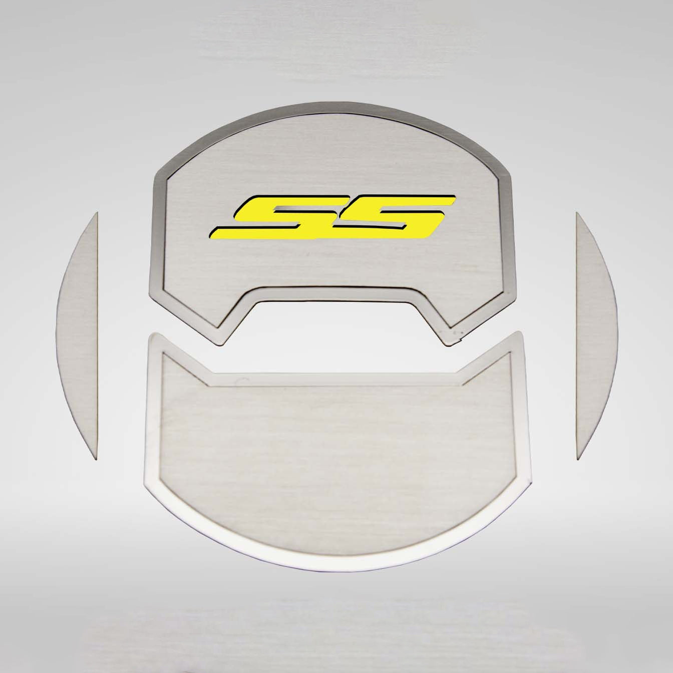 Light Gray 2010-2015 Camaro SS - Round A/C Vent Duct Covers Deluxe 'SS' 8Pc - Brushed Stainless, Choose Inlay Color