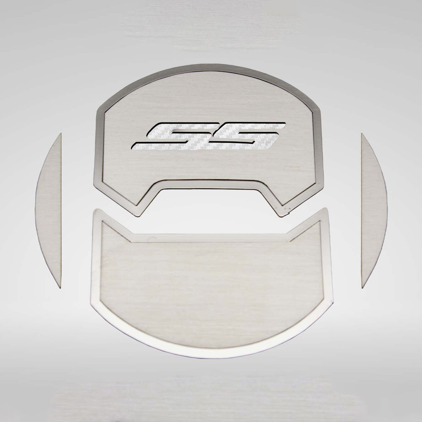 Light Gray 2010-2015 Camaro SS - Round A/C Vent Duct Covers Deluxe 'SS' 8Pc - Brushed Stainless, Choose Inlay Color