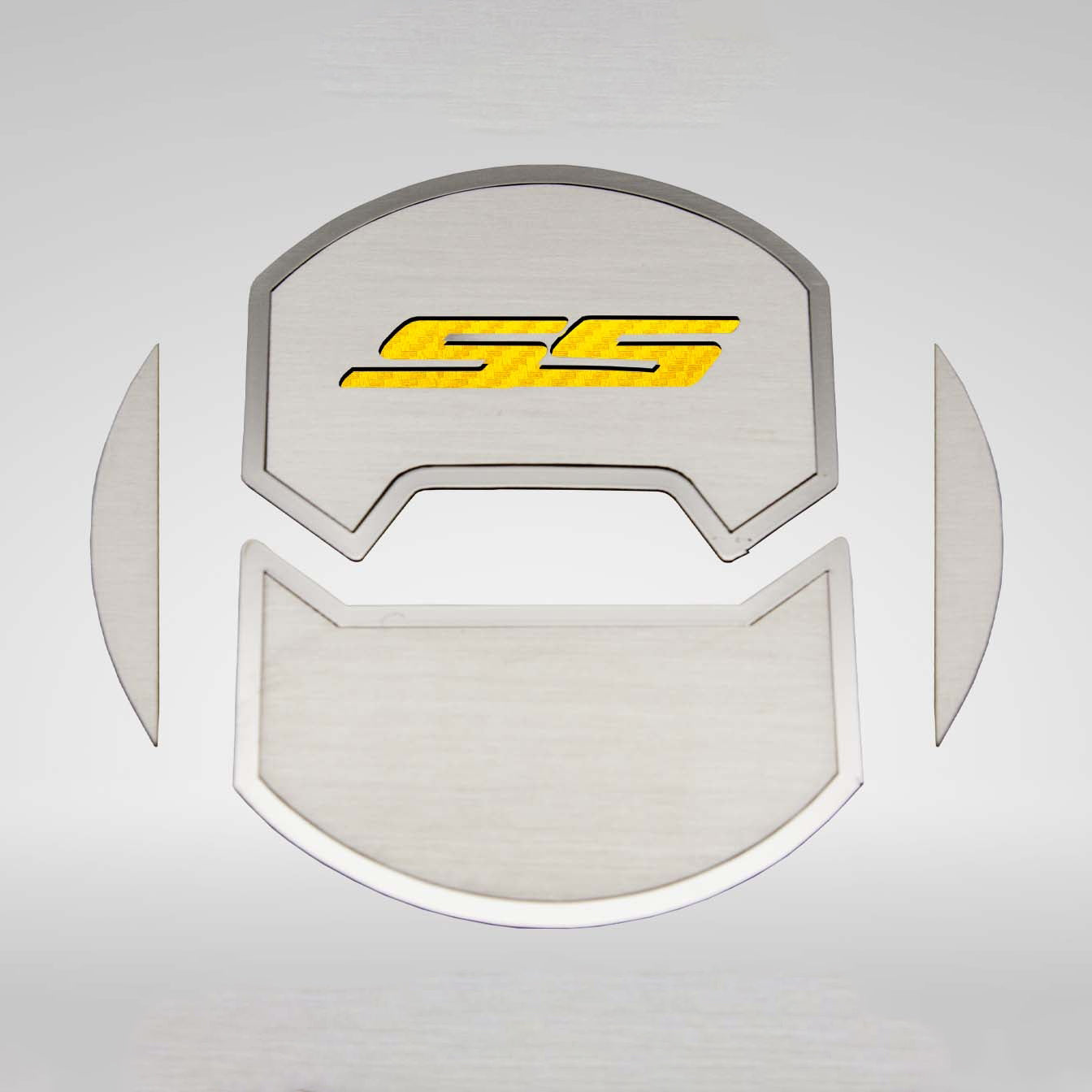 Light Gray 2010-2015 Camaro SS - Round A/C Vent Duct Covers Deluxe 'SS' 8Pc - Brushed Stainless, Choose Inlay Color