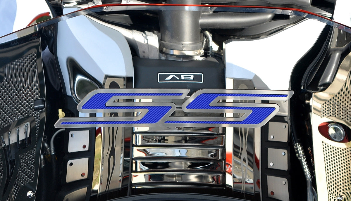 Dark Slate Gray 2010-2020 Camaro SS - 'SS' Hood Emblem ONLY - Brushed Stainless Steel