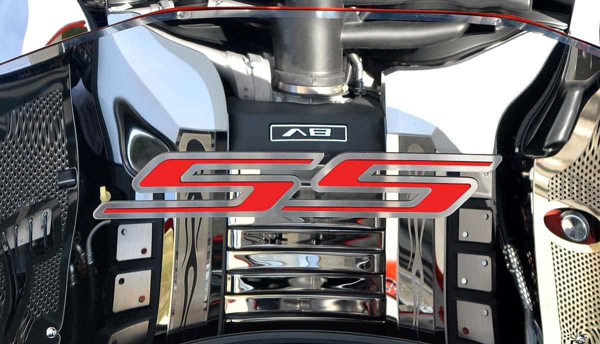Dark Slate Gray 2010-2020 Camaro SS - 'SS' Hood Emblem ONLY - Brushed Stainless Steel