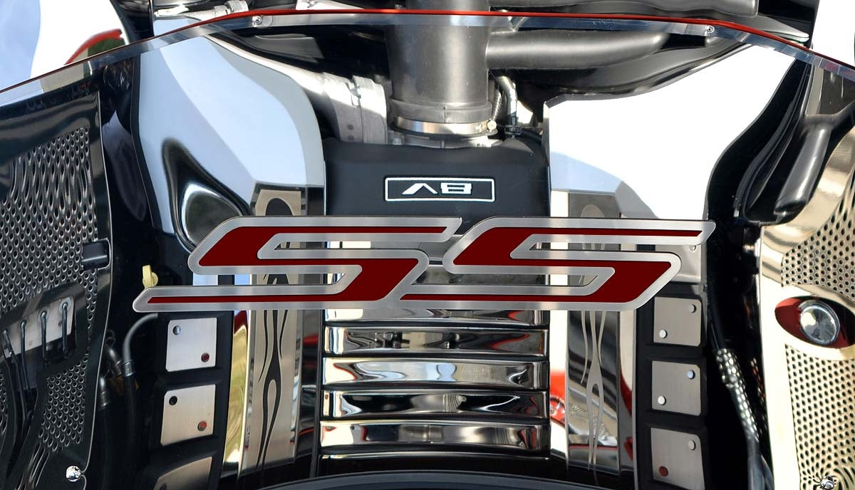 Dark Slate Gray 2010-2020 Camaro SS - 'SS' Hood Emblem ONLY - Brushed Stainless Steel