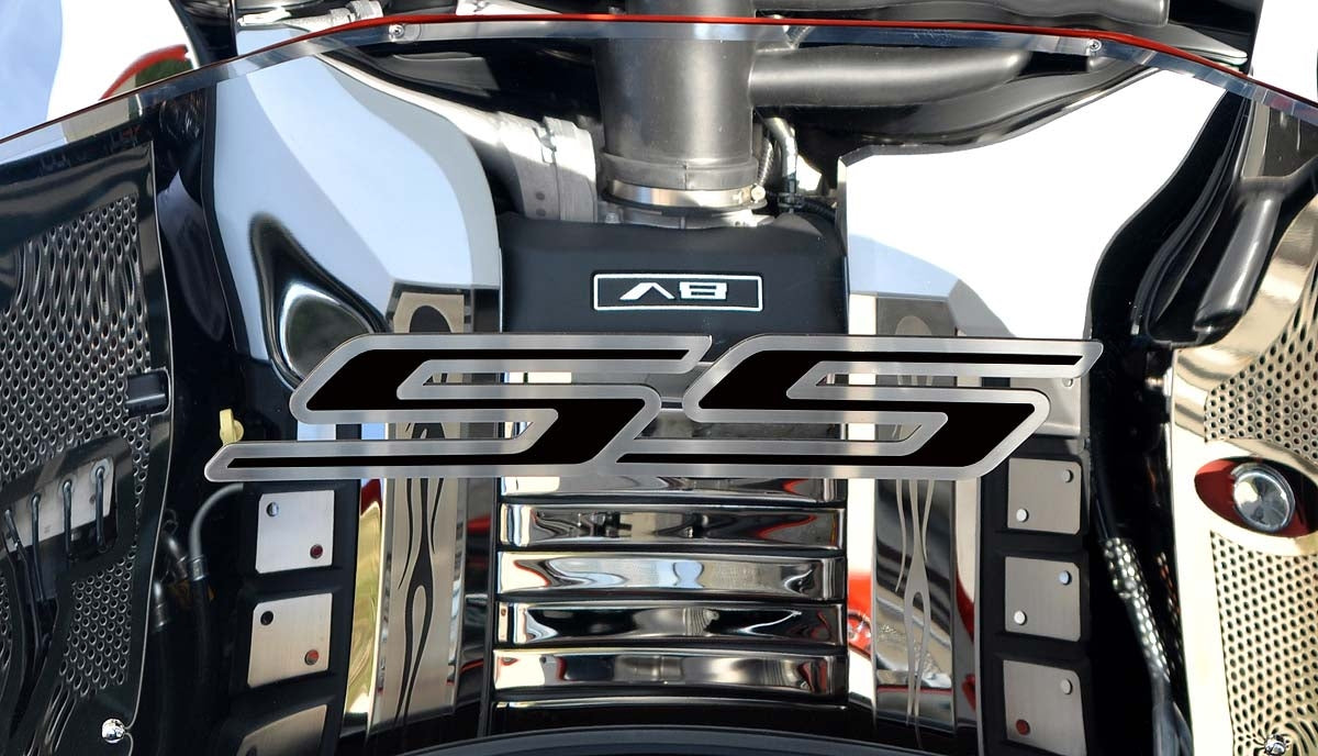 Dark Slate Gray 2010-2020 Camaro SS - 'SS' Hood Emblem ONLY - Brushed Stainless Steel