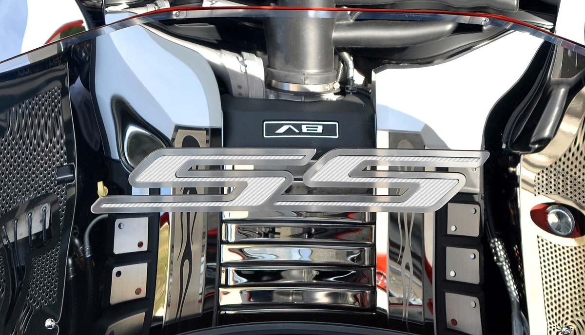 Dark Slate Gray 2010-2020 Camaro SS - 'SS' Hood Emblem ONLY - Brushed Stainless Steel