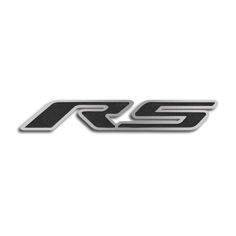 Gray 2010-2020 Camaro RS - 'RS' Hood Emblem ONLY - Brushed Stainless Steel