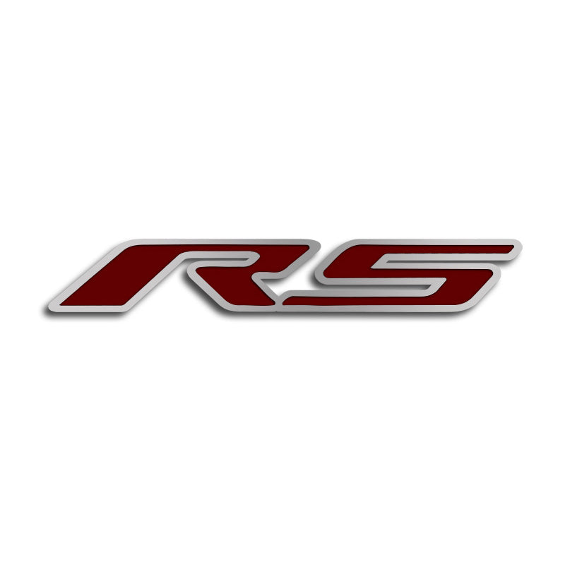 Gray 2010-2020 Camaro RS - 'RS' Hood Emblem ONLY - Brushed Stainless Steel
