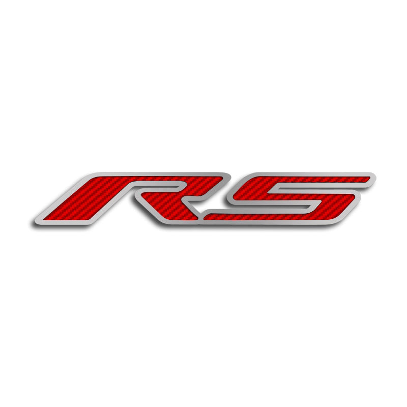 Gray 2010-2020 Camaro RS - 'RS' Hood Emblem ONLY - Brushed Stainless Steel
