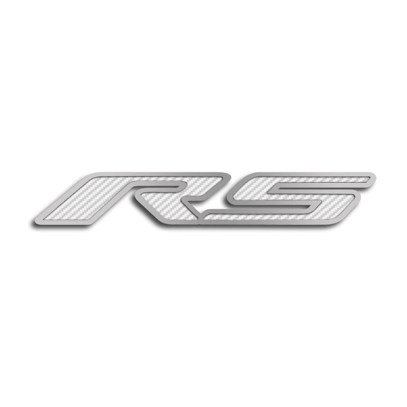 Light Gray 2010-2020 Camaro RS - 'RS' Hood Emblem ONLY - Brushed Stainless Steel