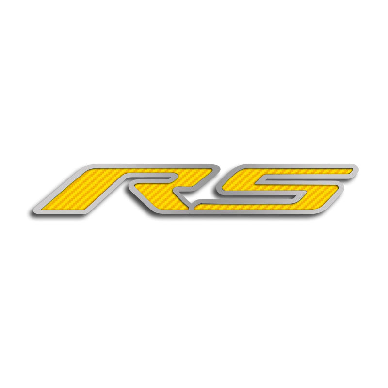 Gray 2010-2020 Camaro RS - 'RS' Hood Emblem ONLY - Brushed Stainless Steel