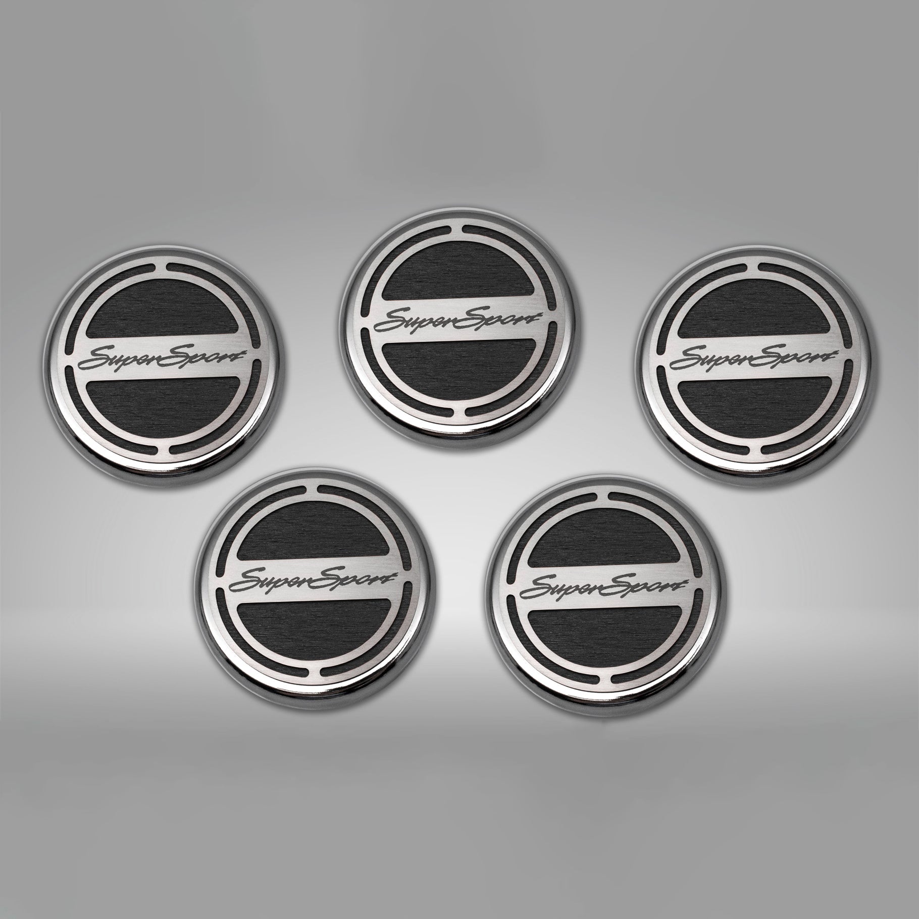 Dark Gray 2010-2022 Camaro SS - Engine Fluid Cap Cover Set Super Sport Style Automatic 5Pc