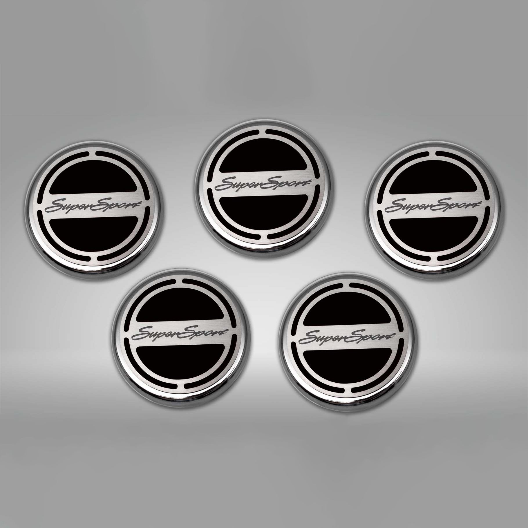 Dark Gray 2010-2022 Camaro SS - Engine Fluid Cap Cover Set Super Sport Style Automatic 5Pc