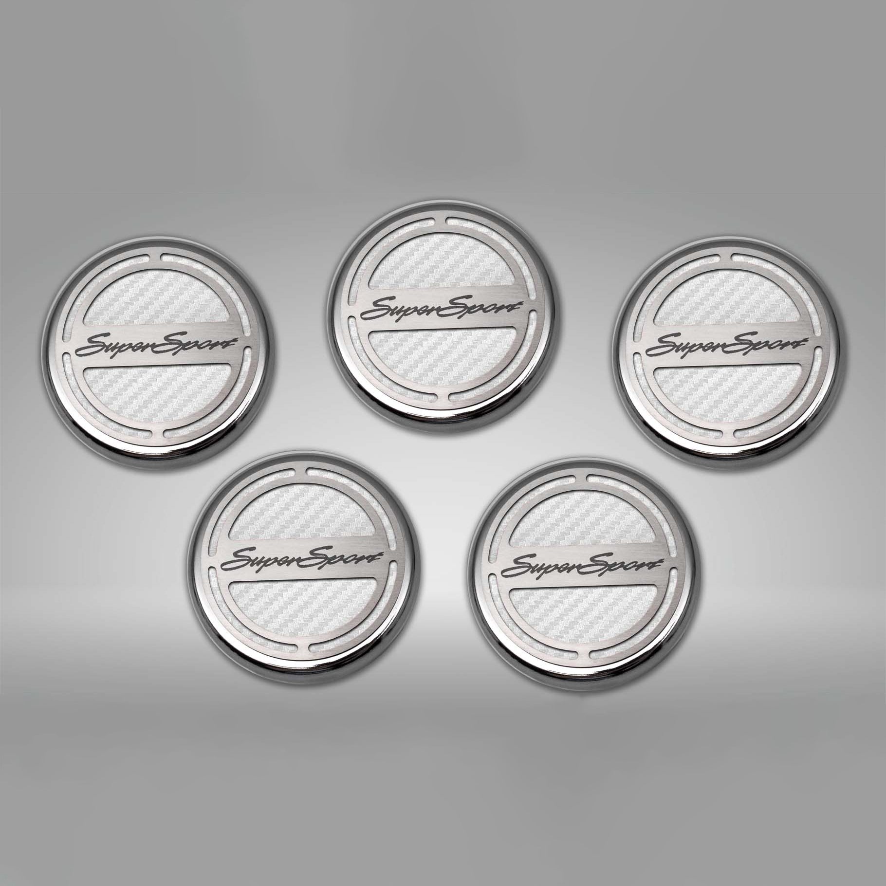 Dark Gray 2010-2022 Camaro SS - Engine Fluid Cap Cover Set Super Sport Style Automatic 5Pc
