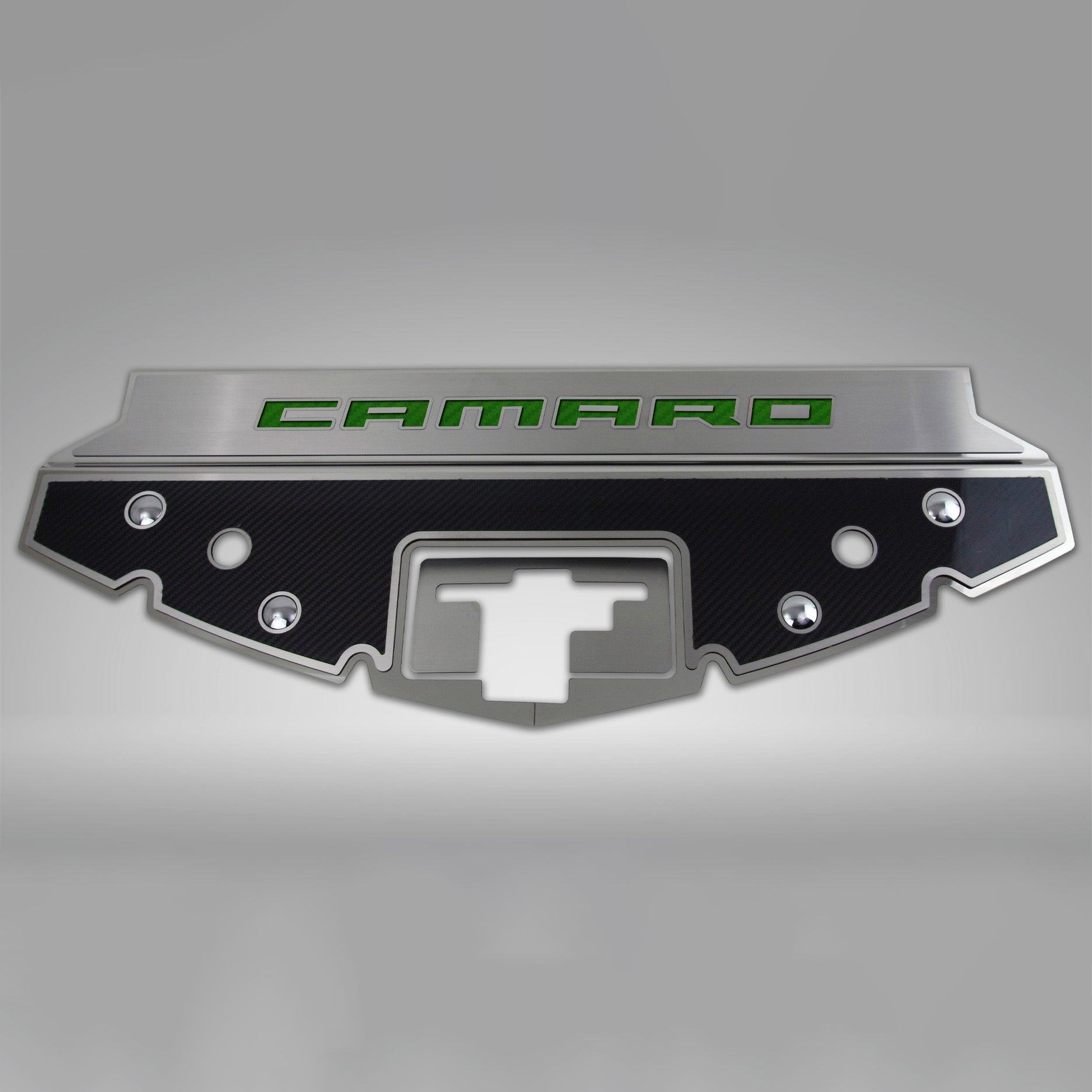Dark Gray 2016-2020 Camaro - Carbon Fiber Front Header Plate CAMARO Style