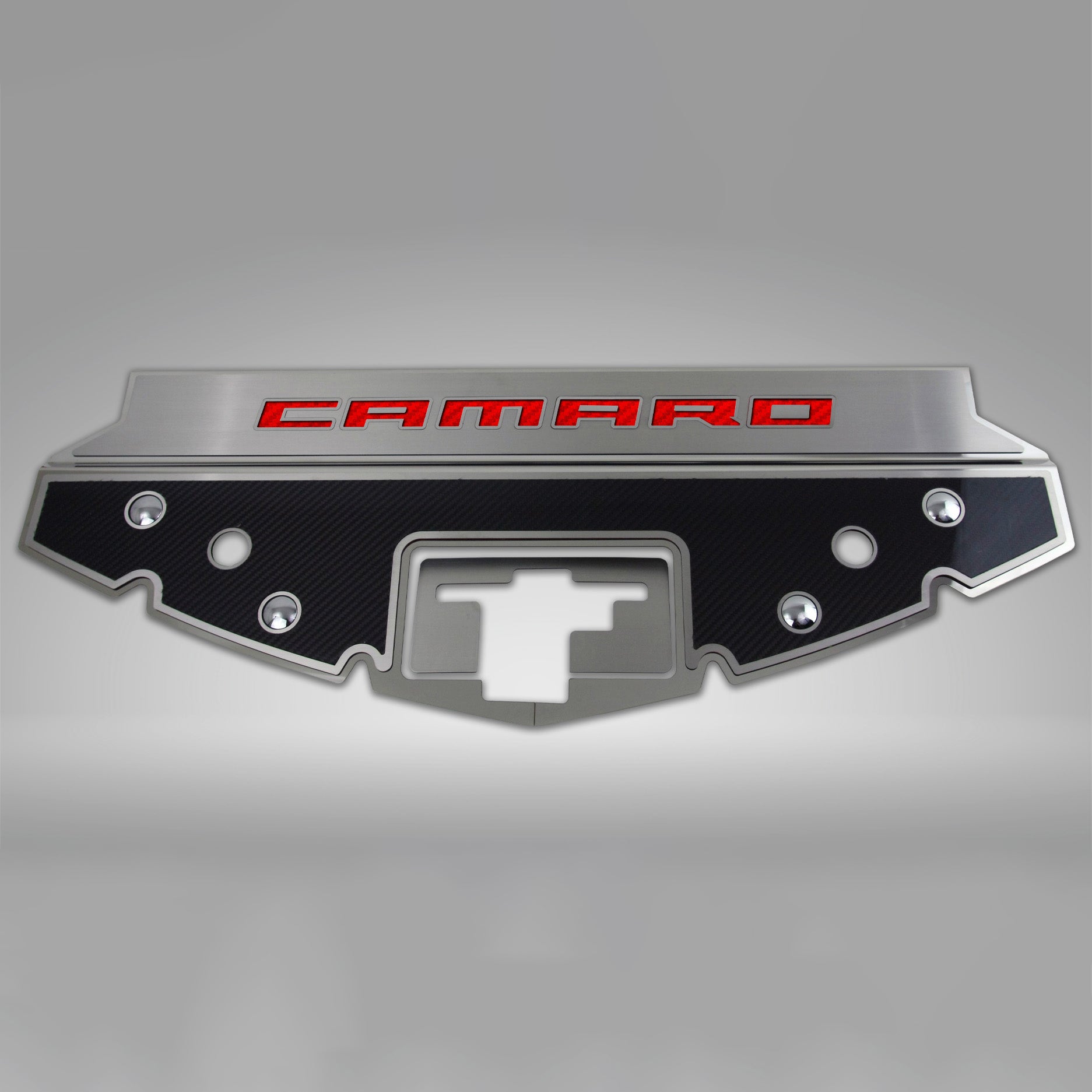 Dark Gray 2016-2020 Camaro - Carbon Fiber Front Header Plate CAMARO Style
