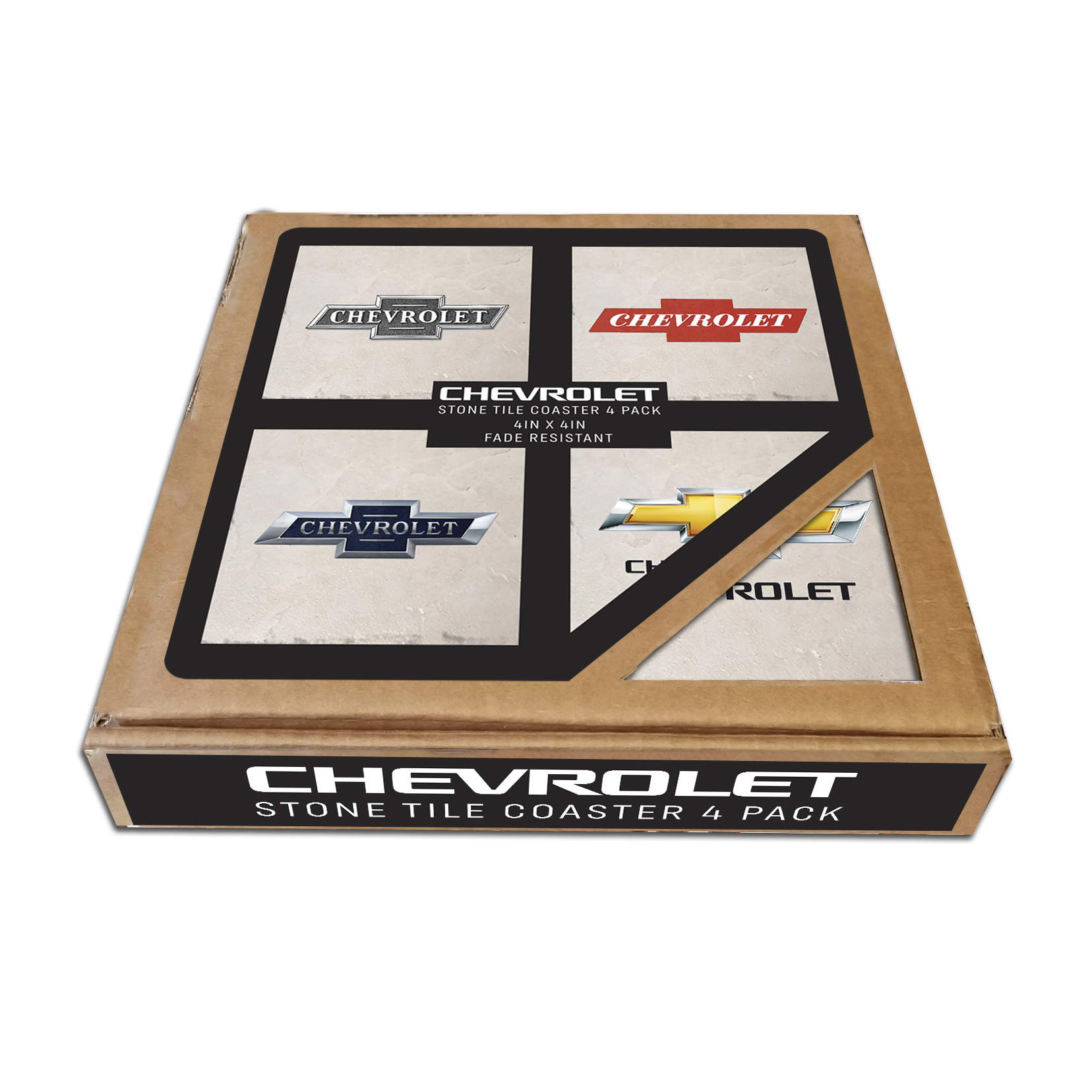 Chevy Logo Stone Tile Coaster Set (4 Pack)