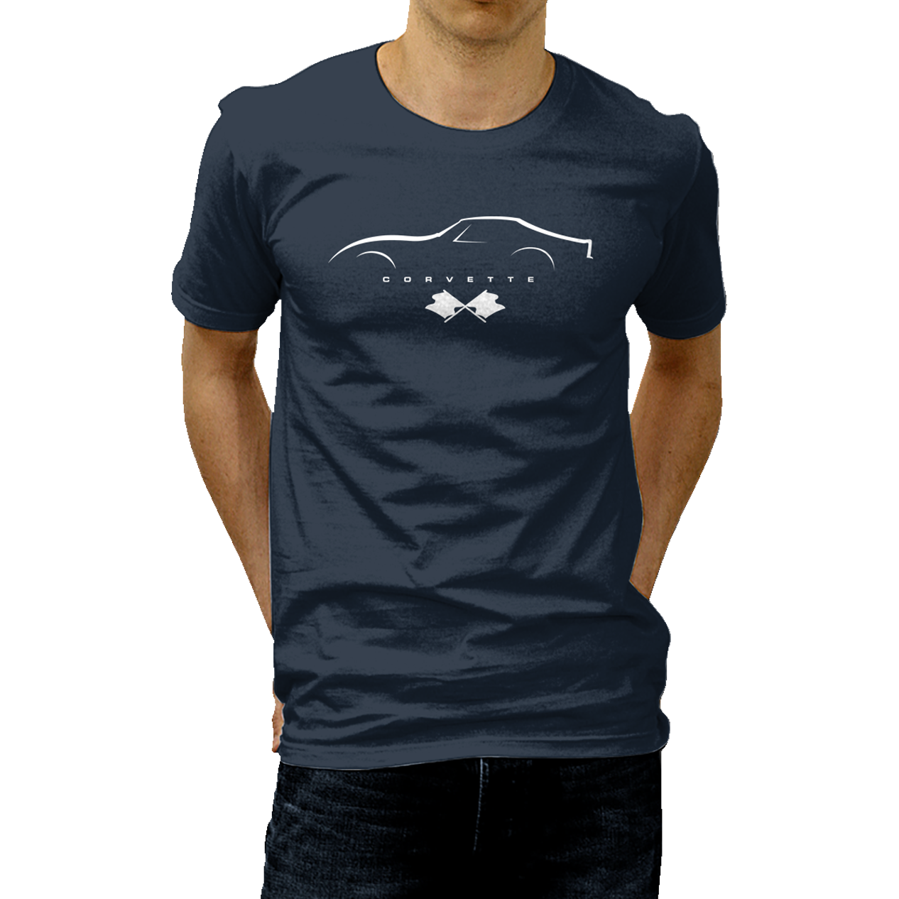 Dark Slate Gray 1970's Corvette Outline T-Shirt