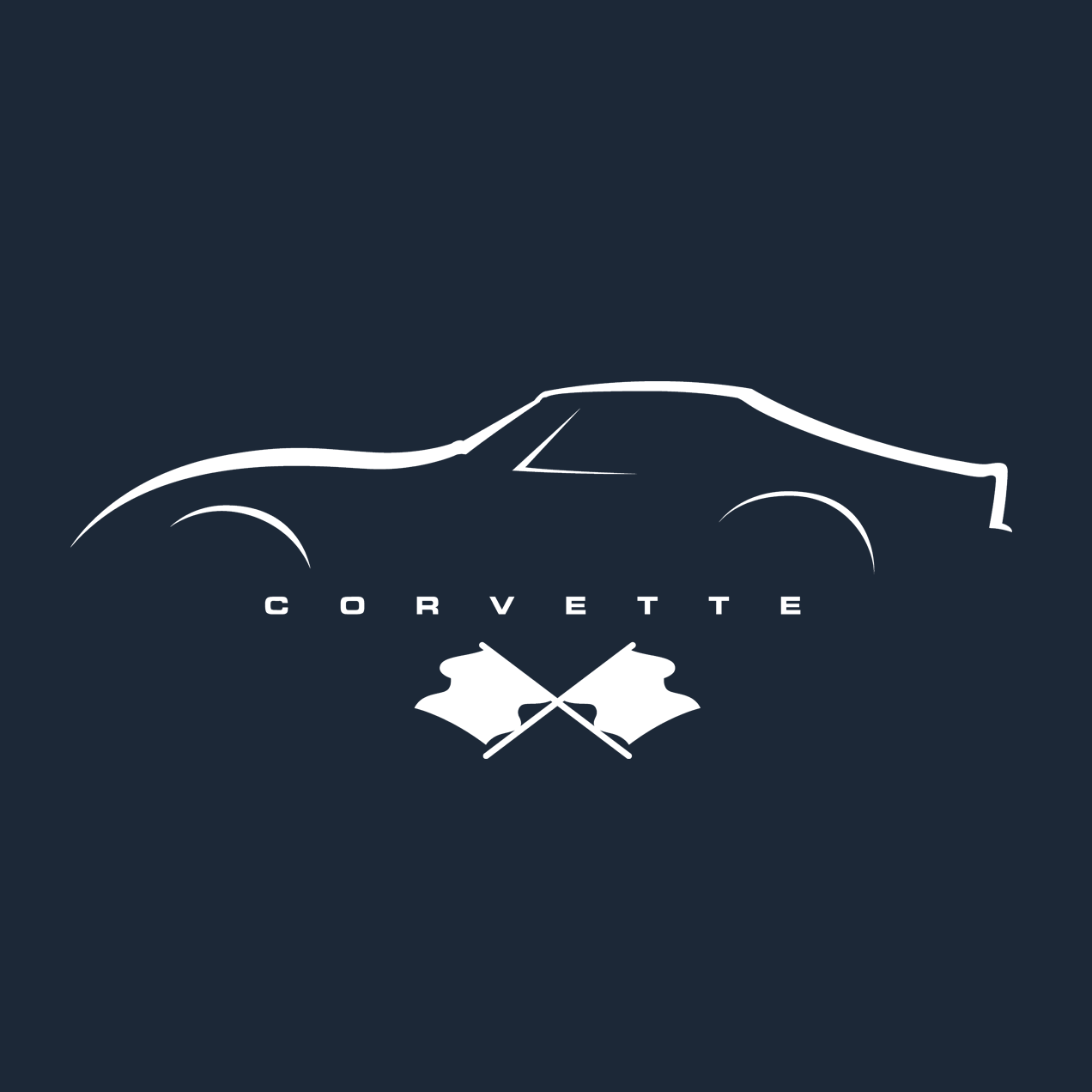 Dark Slate Gray 1970's Corvette Outline T-Shirt