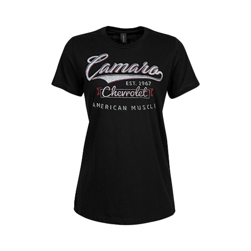 Black Ladies Camaro American Muscle T-Shirt