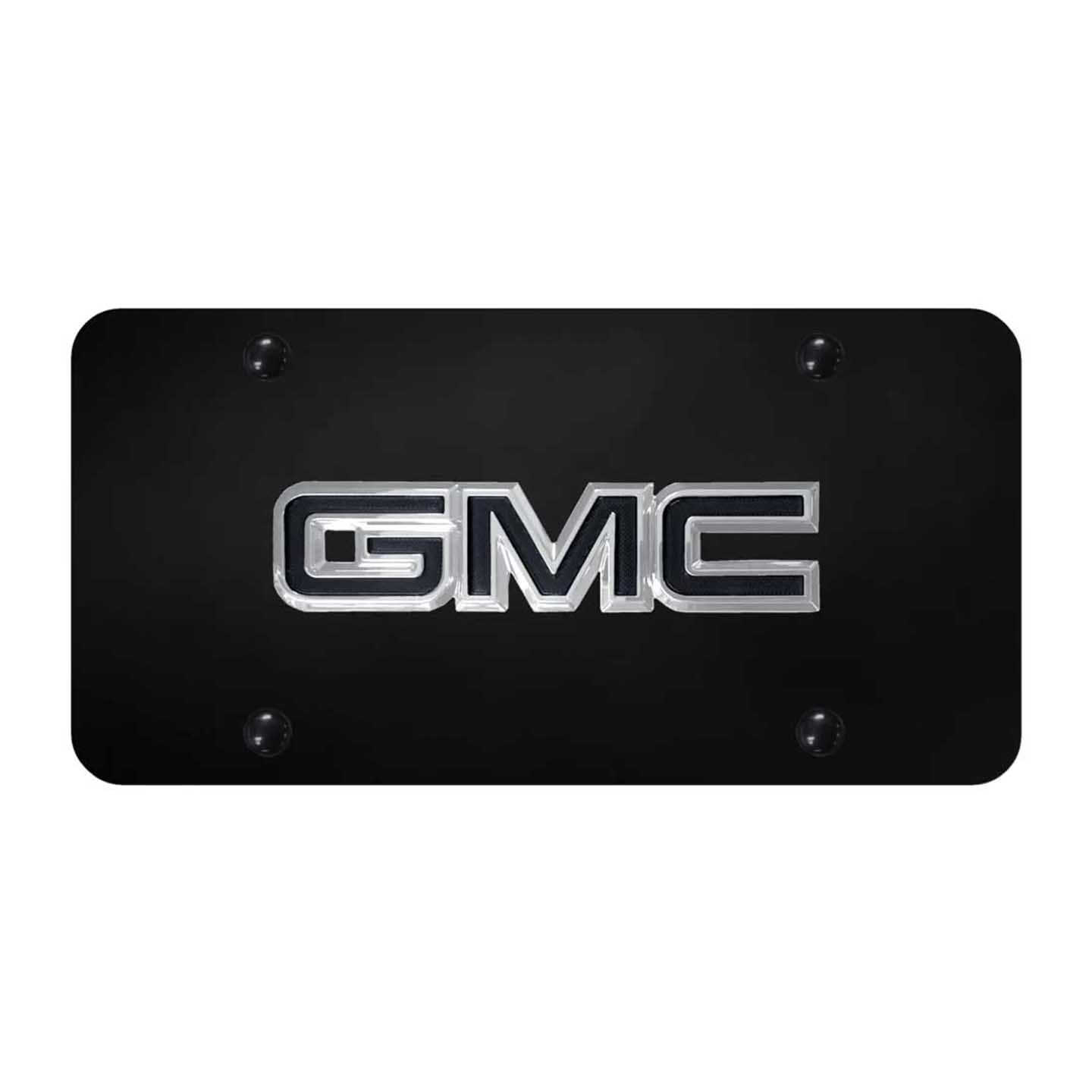 Black GMC OEM Black License Plate - Chrome on Black
