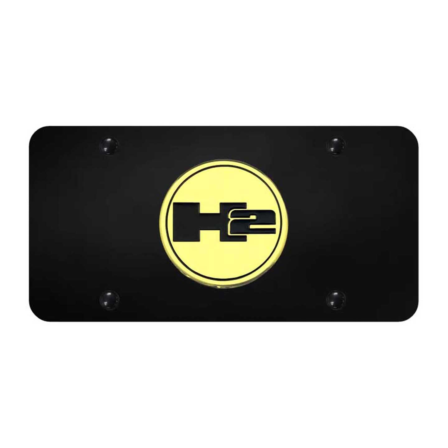 Black Hummer H2 License Plate - Gold on Black
