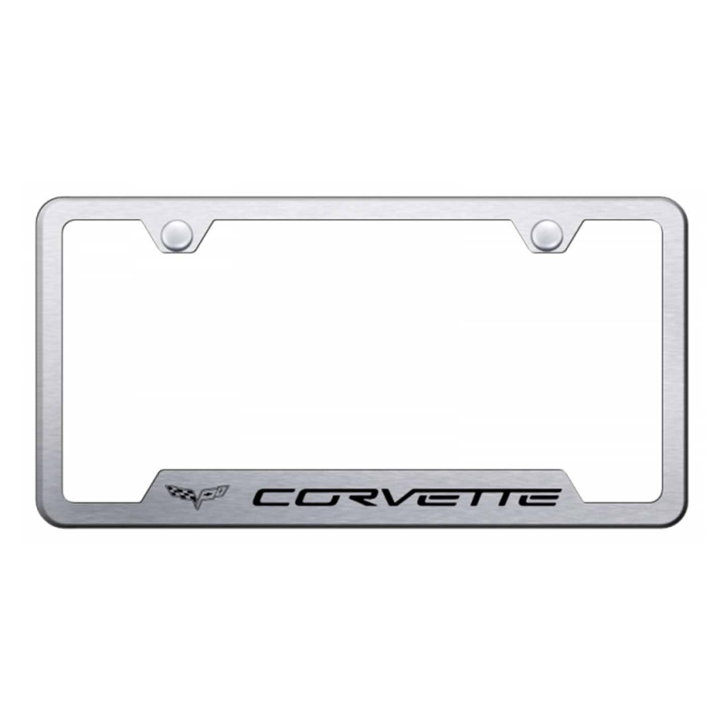 Gray Corvette C6 Cut-Out Frame - Laser Etched Brushed