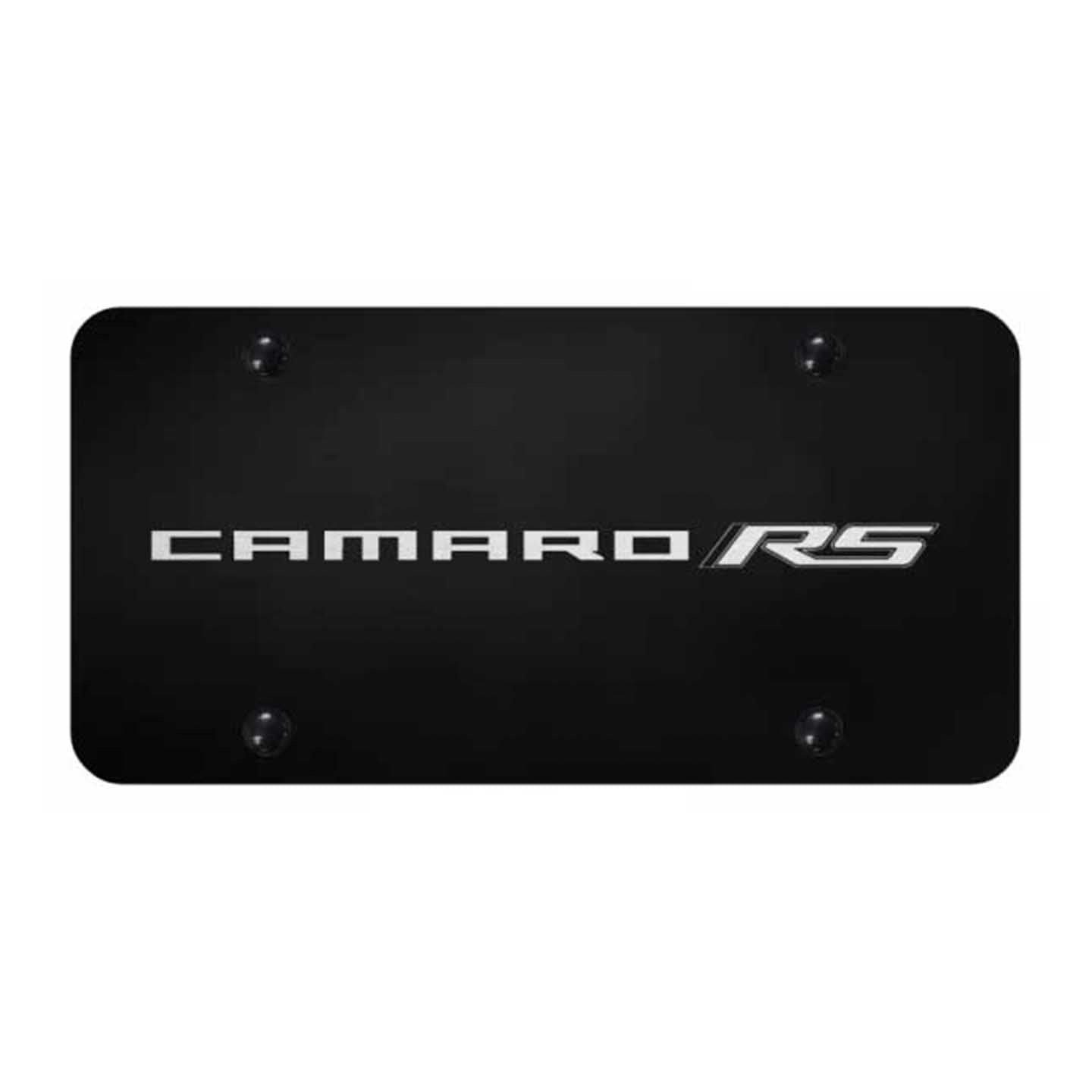 Black Camaro RS (Name Only) License Plate - Laser Etched Black
