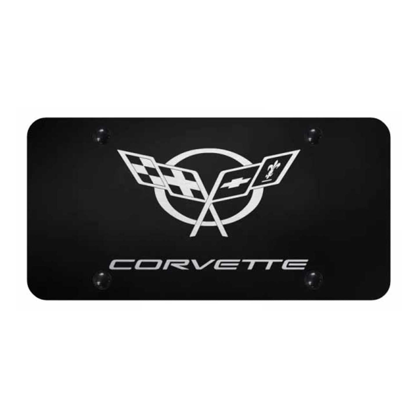 Black Corvette C5 License Plate - Laser Etched Black
