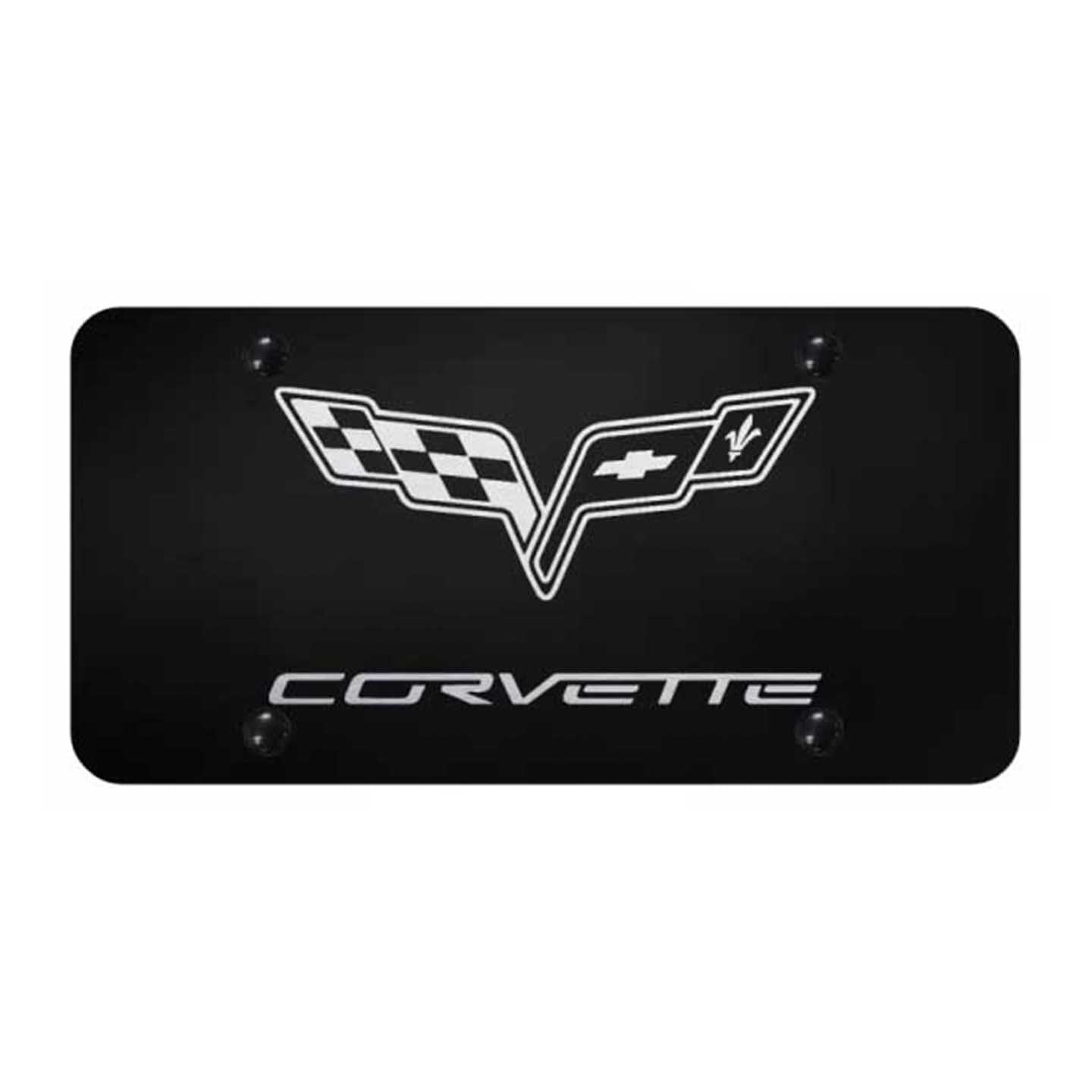 Black Corvette C6 License Plate - Laser Etched Black
