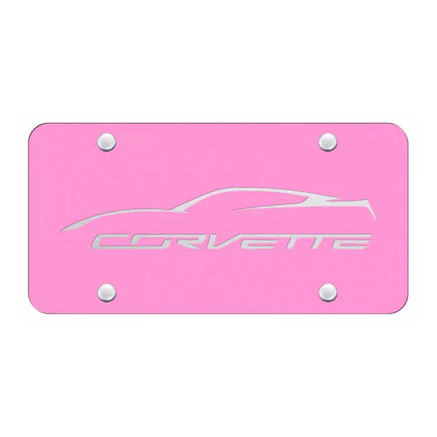 Plum Corvette C7 Profile License Plate - Laser Etched Pink