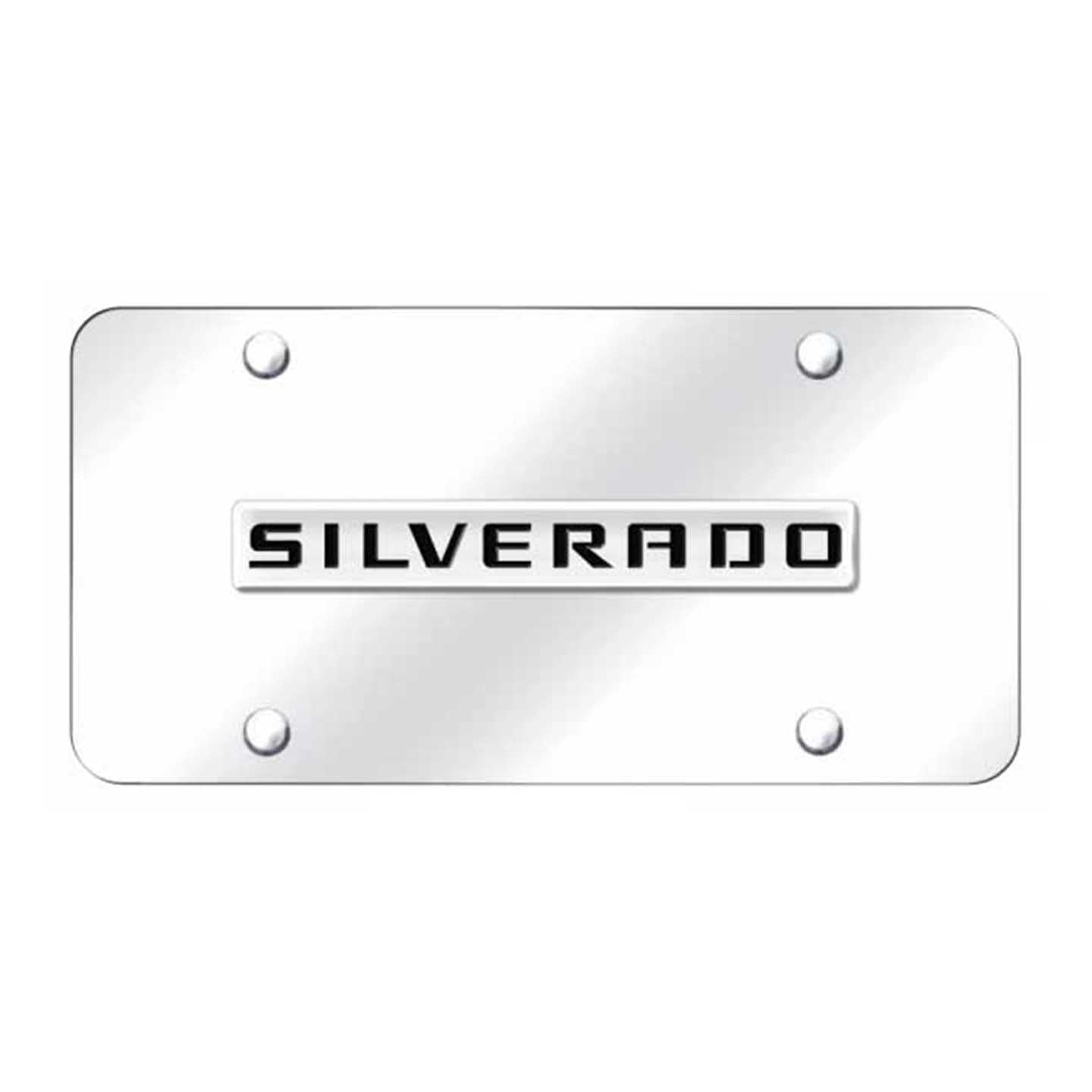 Lavender Silverado Name License Plate - Chrome on Mirrored