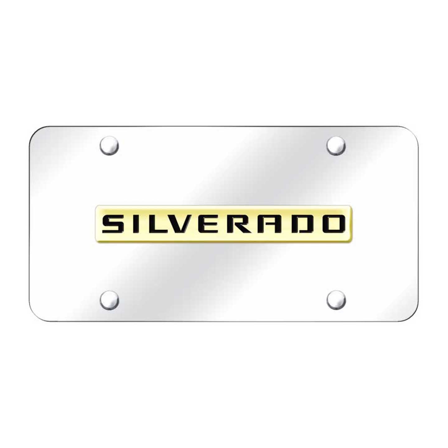 Beige Silverado Name License Plate - Gold on Mirrored