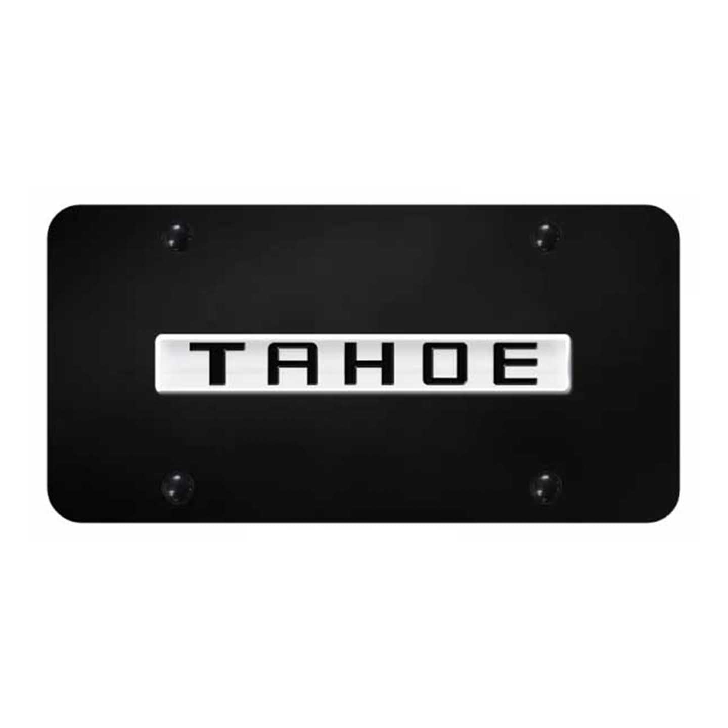 Black Tahoe Name License Plate - Chrome on Black