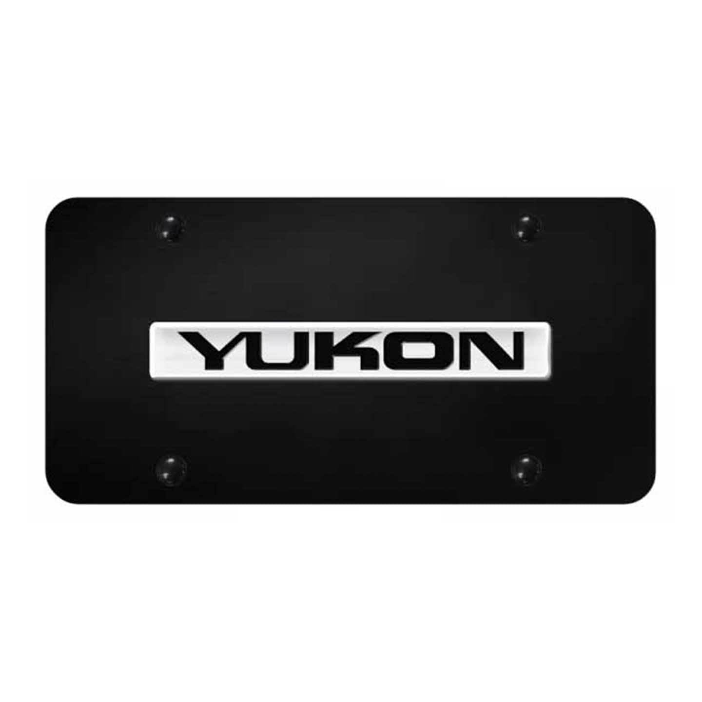 Black Yukon Name License Plate - Chrome on Black