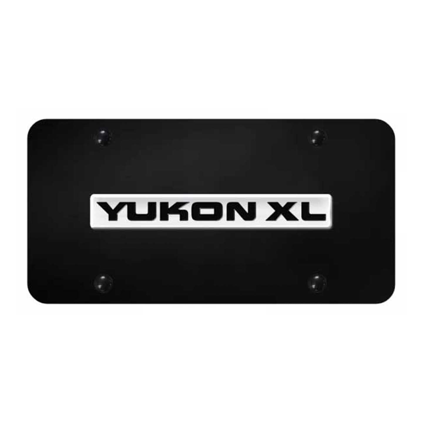 Black Yukon XL Name License Plate - Chrome on Black