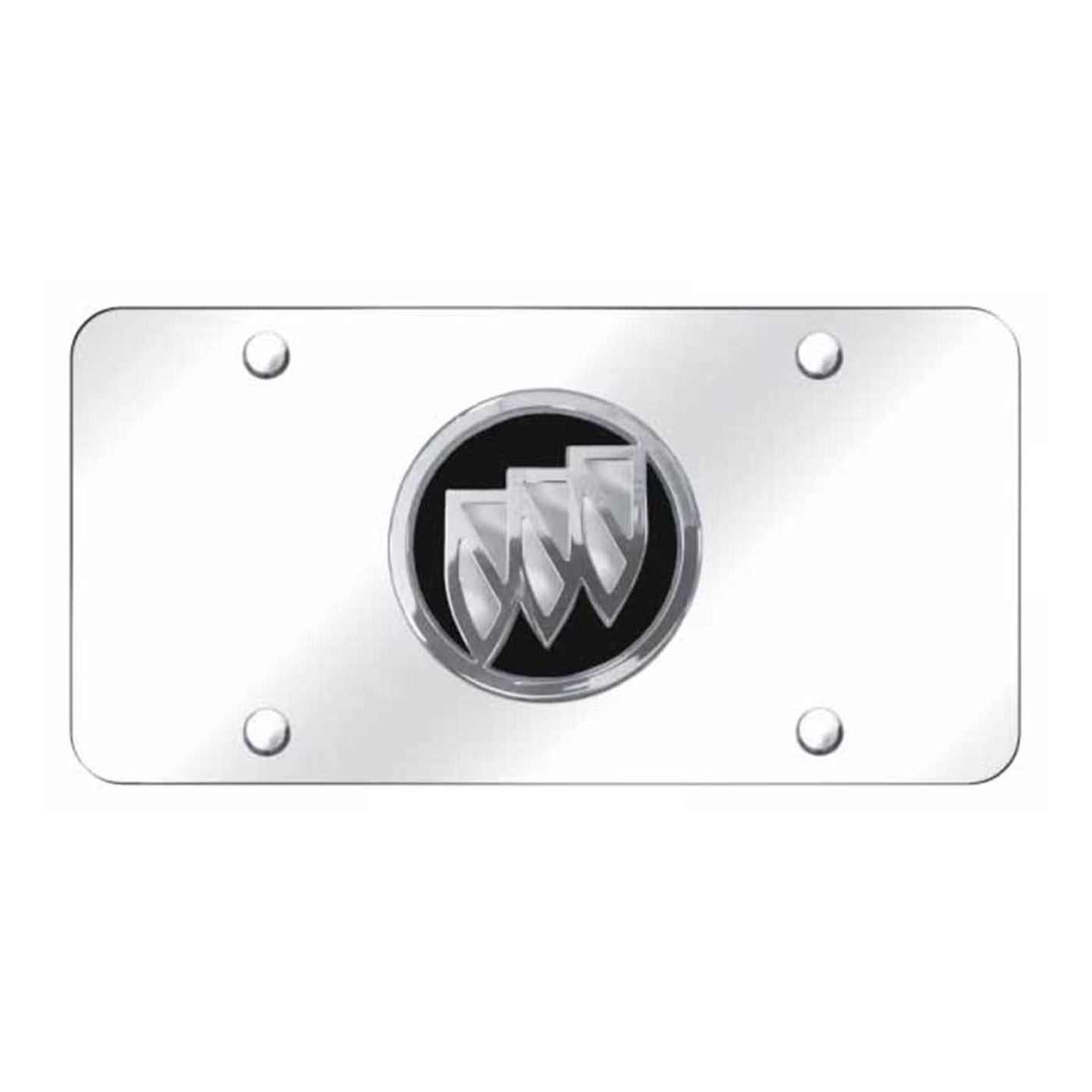 Buick (Black Fill/Black Backing) Plate - Chrome on Mirrored