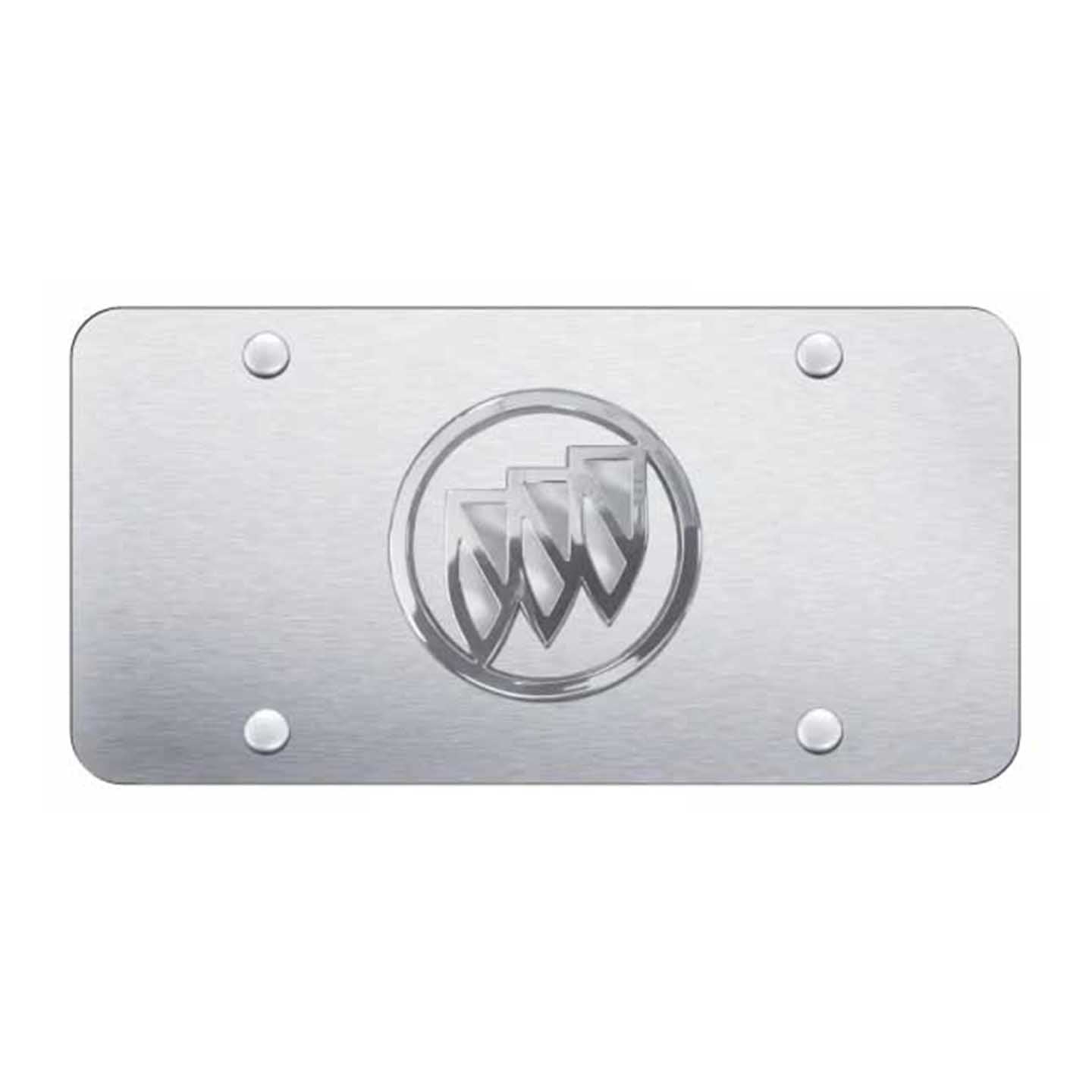 Light Gray Buick (No Fill) License Plate - Chrome on Brushed