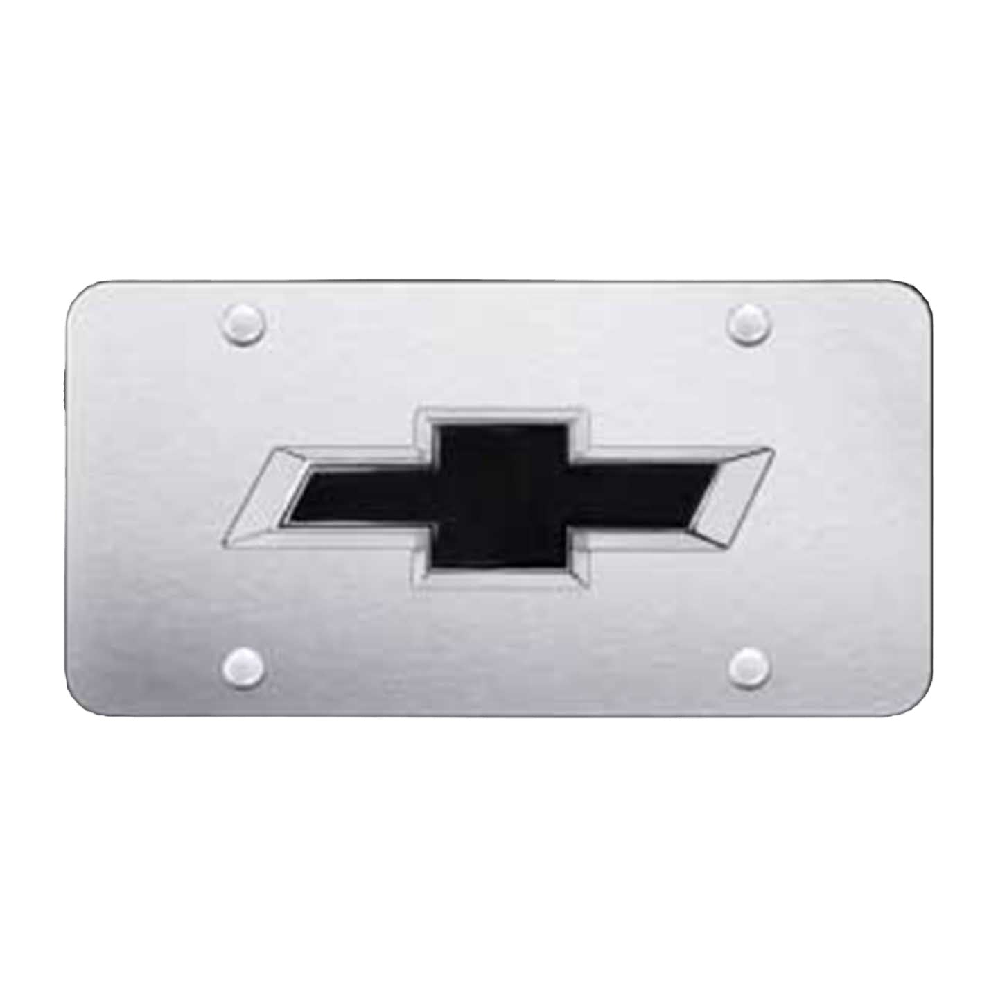 Light Gray Chevrolet Black OEM License Plate - Chrome on Brushed