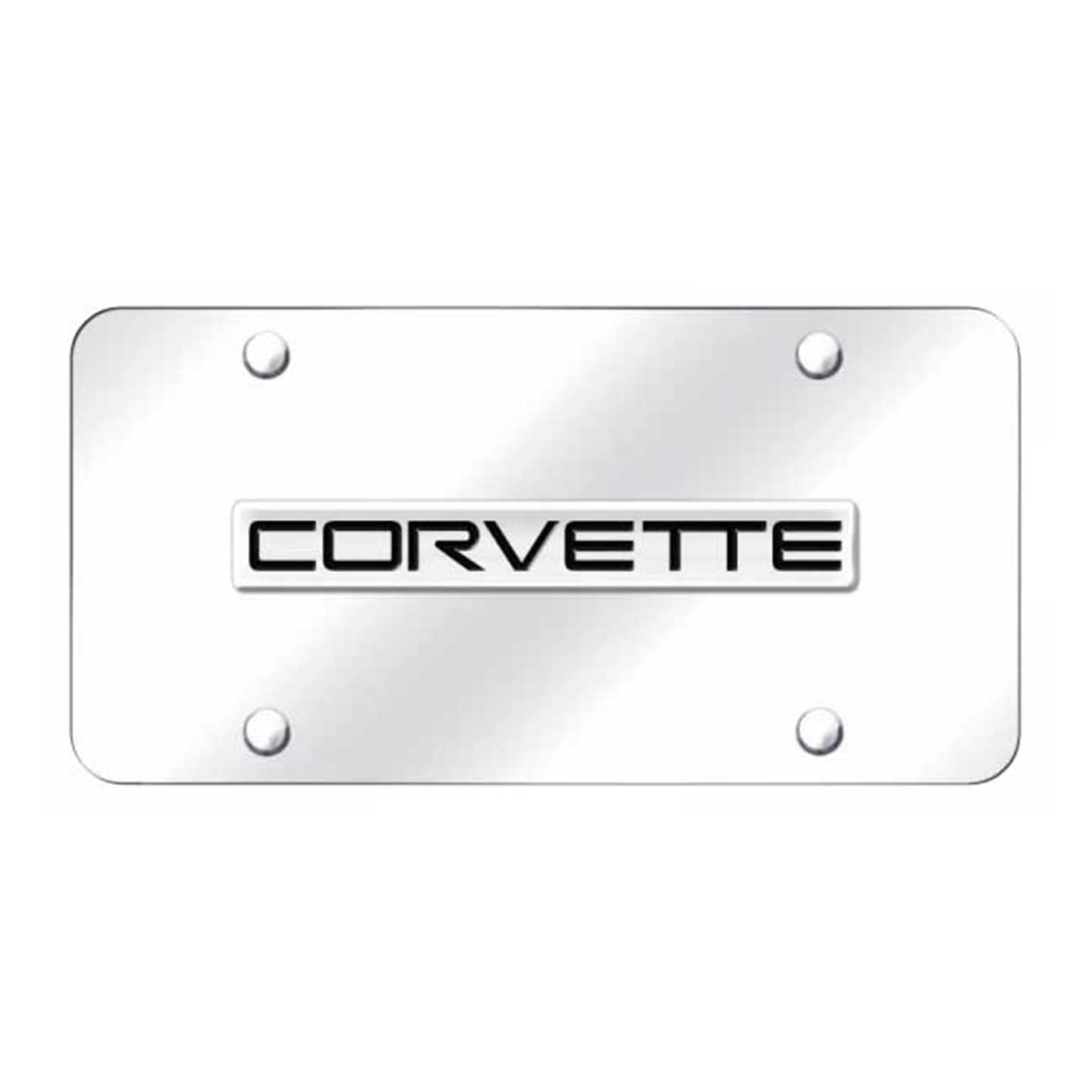 Lavender Corvette C4 Name License Plate - Chrome on Mirrored