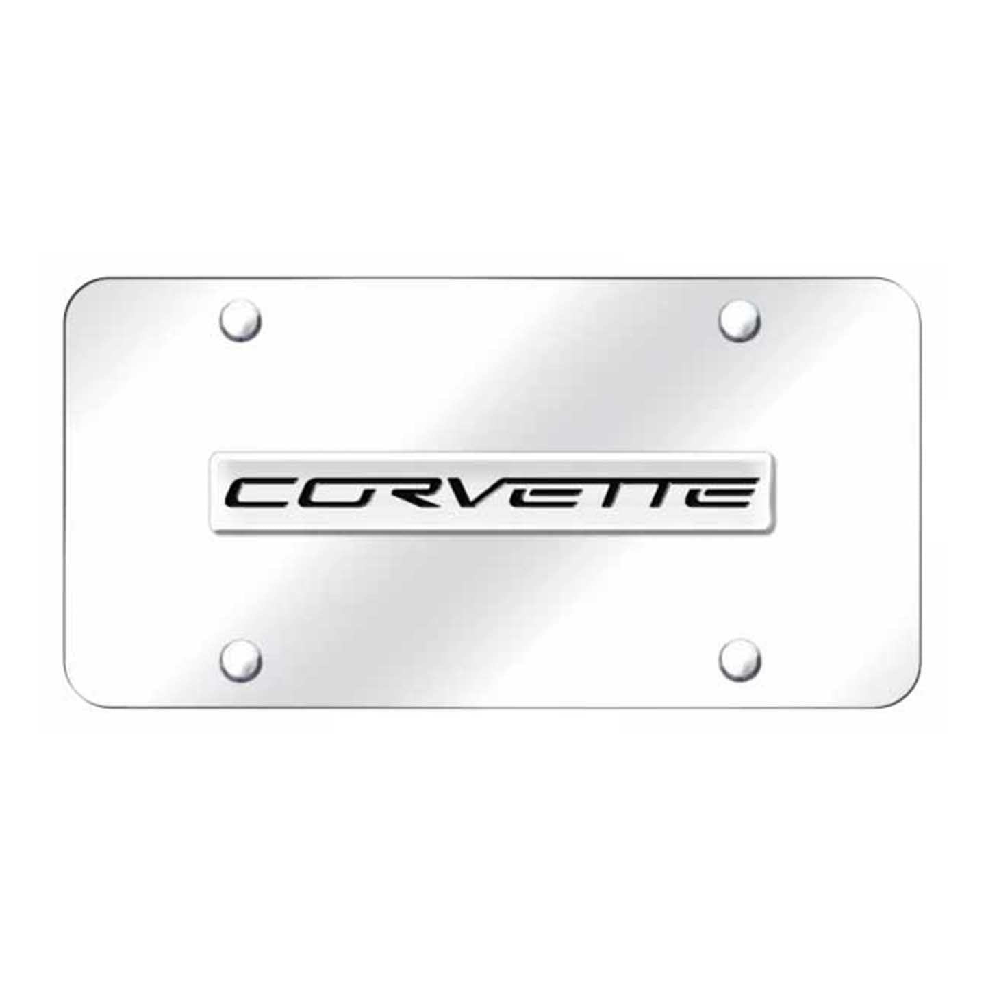 Lavender Corvette C6 Name License Plate - Chrome on Mirrored