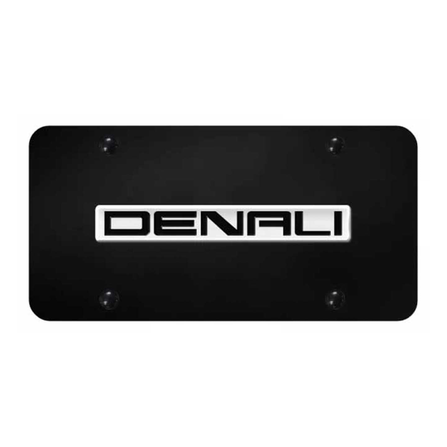 Black Denali Name License Plate - Chrome on Black