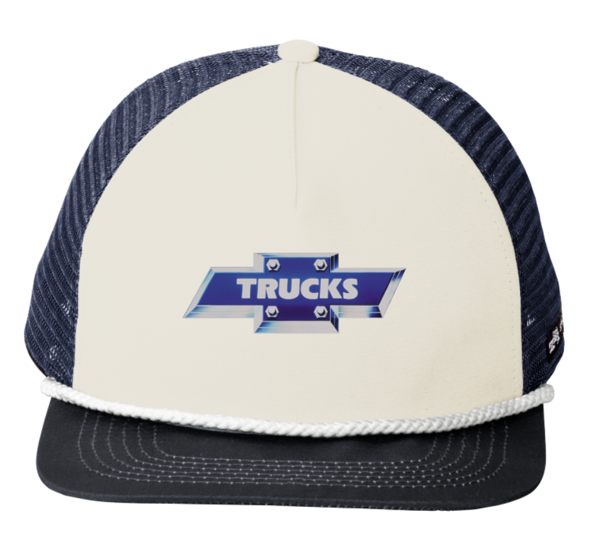 Light Gray Chevy Trucks Blue Chrome Trucker Cap