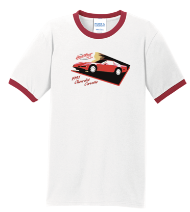 White Smoke Vintage 1991 Chevrolet Corvette Ringer T-Shirt