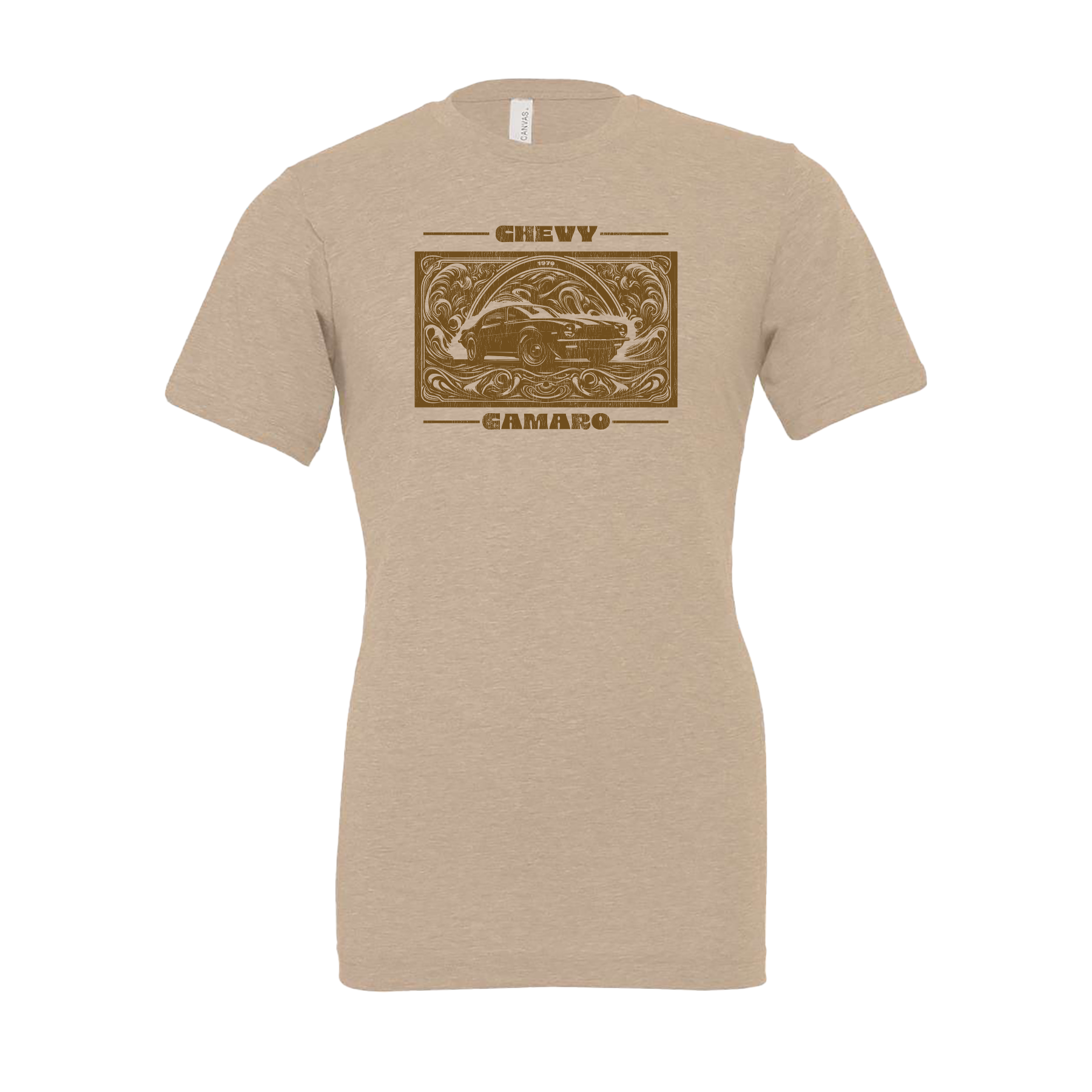 Tan Chevy Camaro Groovy Graphic T-Shirt