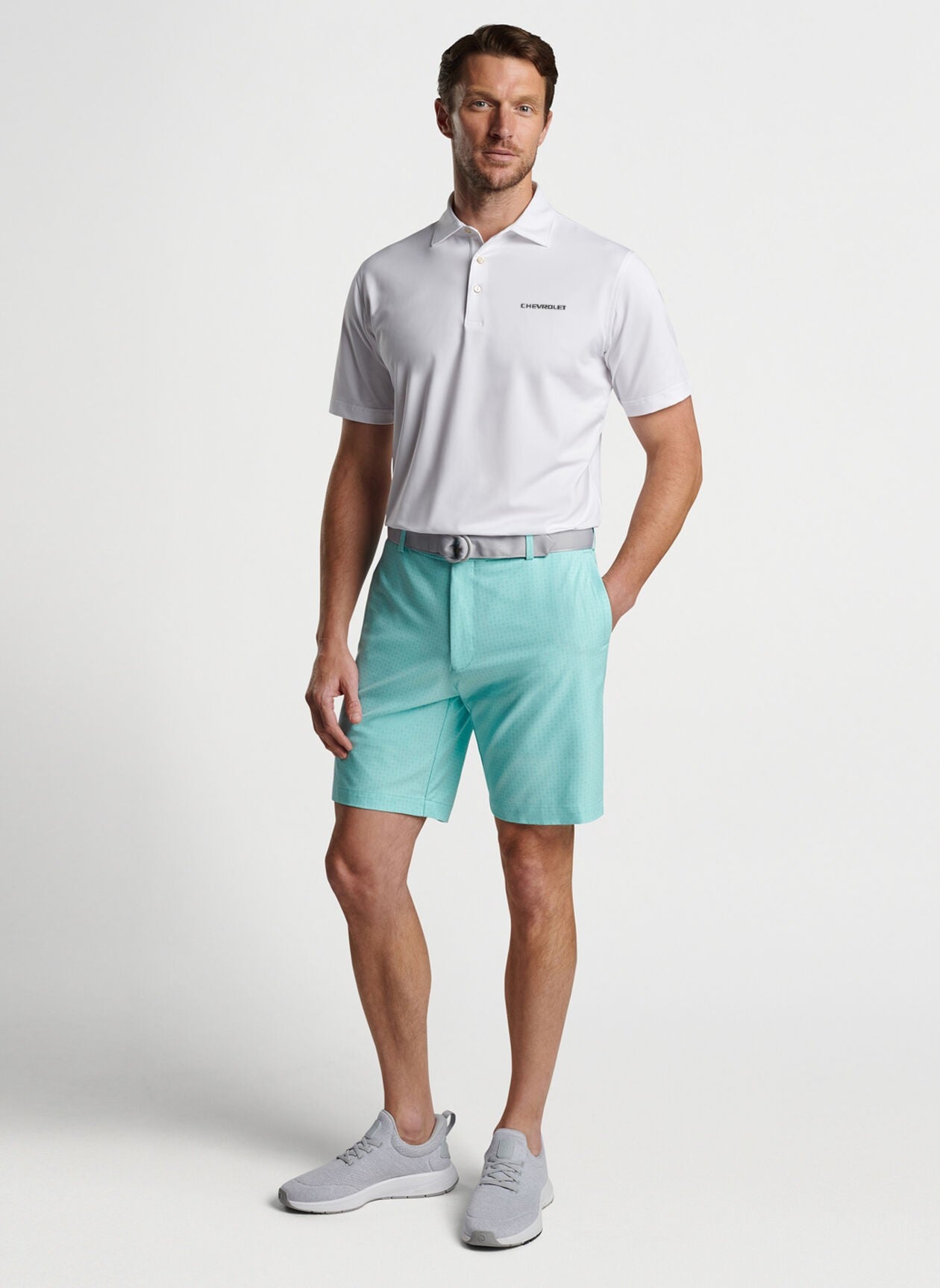 Light Gray Chevrolet Men's Peter Millar Performance Jersey Polo