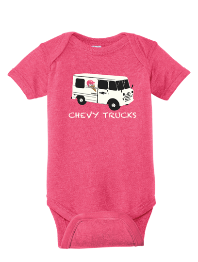 Pale Violet Red Infant Chevy Trucks Ice Cream Graphic Onesie