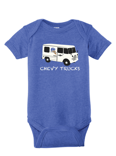 Steel Blue Infant Chevy Trucks Ice Cream Graphic Onesie