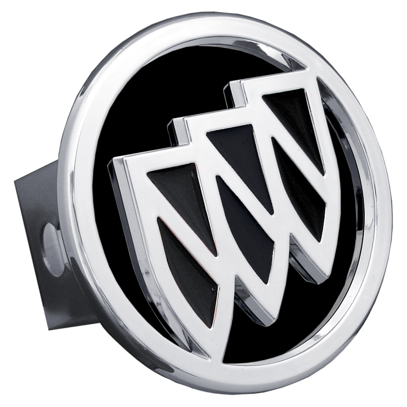 Black Buick Chrome/Black Fill Logo on Black Trailer Hitch Plug