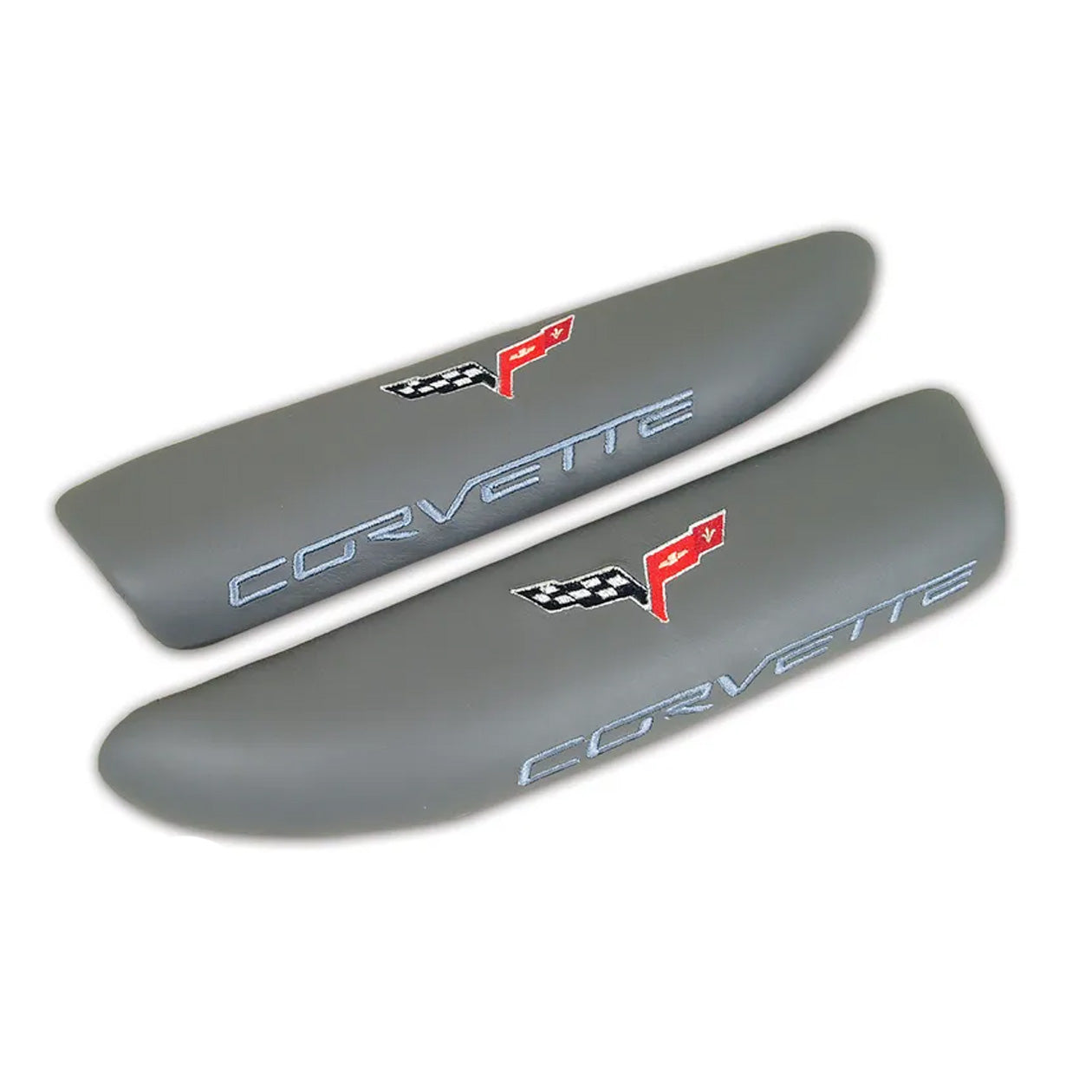 Slate Gray C6 Corvette Embroidered Leather Arm Rest Pads